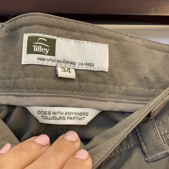 Tilley Pants Mens 34 x 28 Khaki Tan Nylon Stretch Chino Straight Leg Travel - Picture 8 of 11